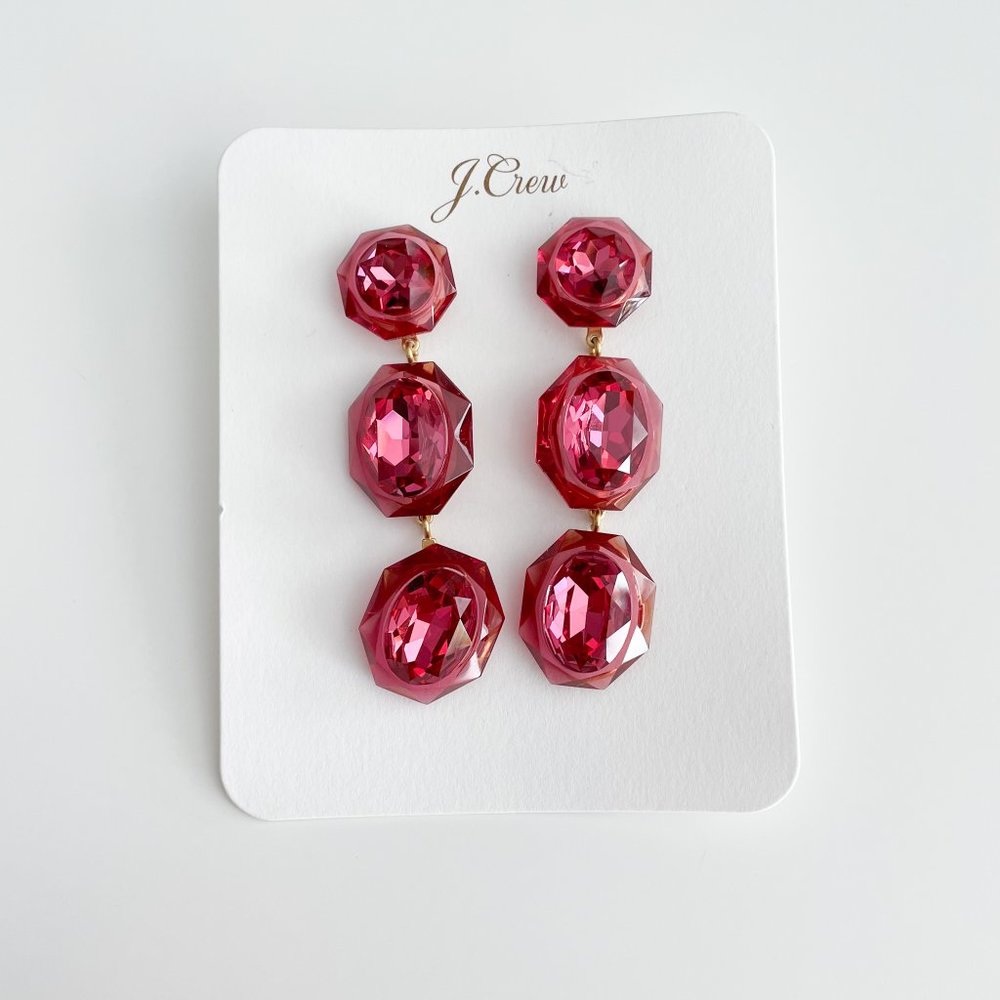 J. Crew Sparkly Drop Earrings (Fuschia) - Picture 5 of 5
